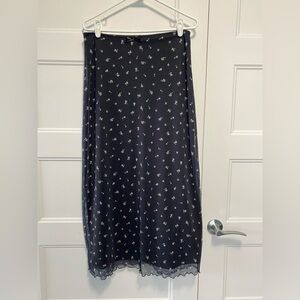navy, Floral Maxi Skirt